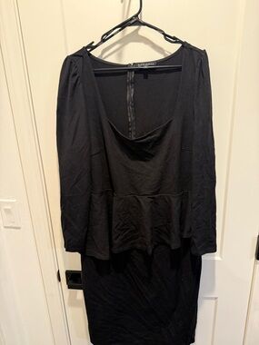 Eloquii Black Dress with Peplum Detail